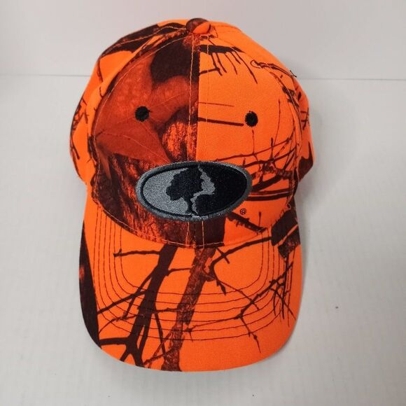 Mossy Oak Hunting Logo Safety Orange Branch Pattern Adjustable Outdoor Cap - Picture 5 of 8